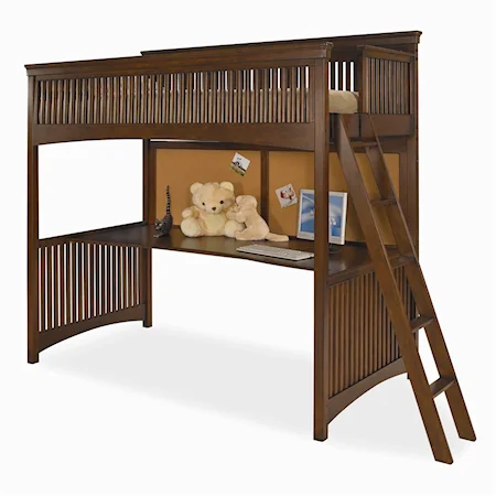 Twin-Size Loft Bed with Desk Panel